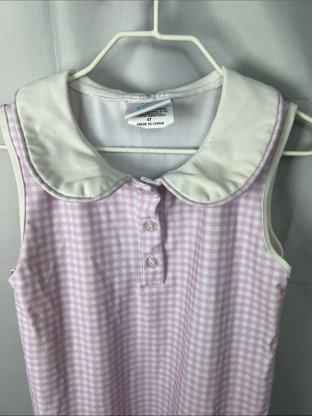 Stitchy Fish pink and white gingham performance dress size 4T